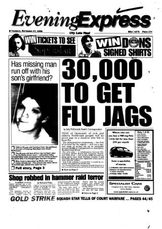 cover page of Aberdeen Evening Express published on September 17, 1998
