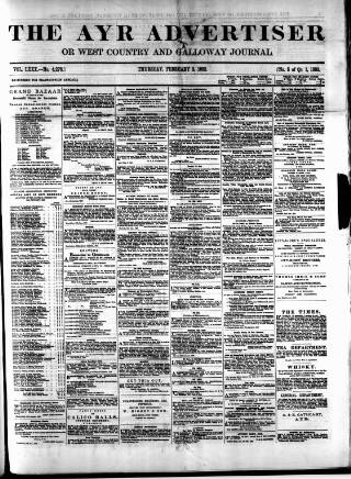 cover page of Ayr Advertiser published on February 2, 1882