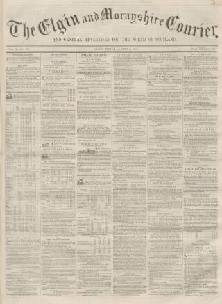 cover page of Elgin Courier published on August 2, 1861