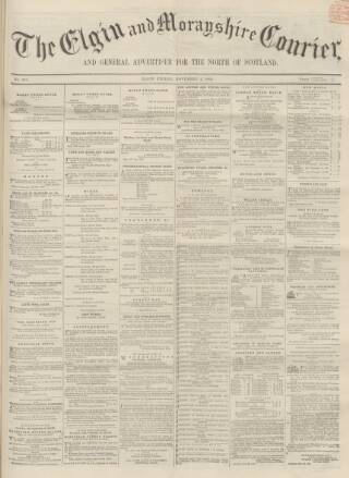 cover page of Elgin Courier published on November 2, 1866
