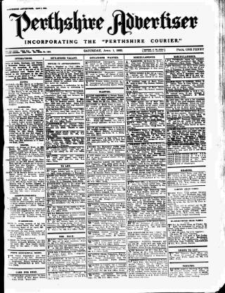 cover page of Perthshire Advertiser published on April 1, 1933