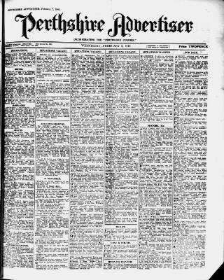 cover page of Perthshire Advertiser published on February 2, 1949