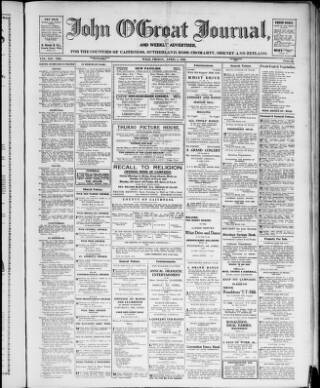 cover page of John o' Groat Journal published on April 1, 1938