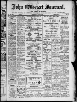 cover page of John o' Groat Journal published on June 18, 1948