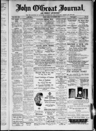 cover page of John o' Groat Journal published on November 2, 1956