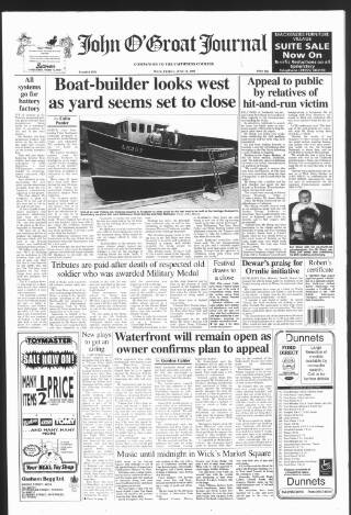 cover page of John o' Groat Journal published on June 18, 1999