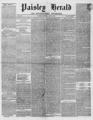 cover page of Paisley Herald and Renfrewshire Advertiser published on May 2, 1857