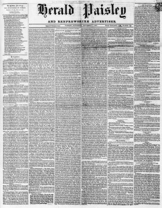 cover page of Paisley Herald and Renfrewshire Advertiser published on November 2, 1867
