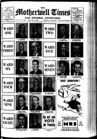 cover page of Motherwell Times published on May 2, 1958