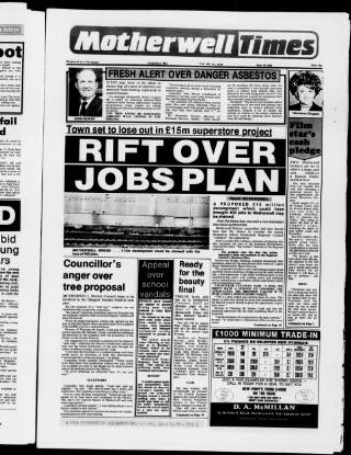 cover page of Motherwell Times published on June 18, 1987