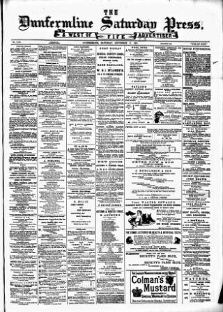 cover page of Dunfermline Saturday Press published on September 17, 1881