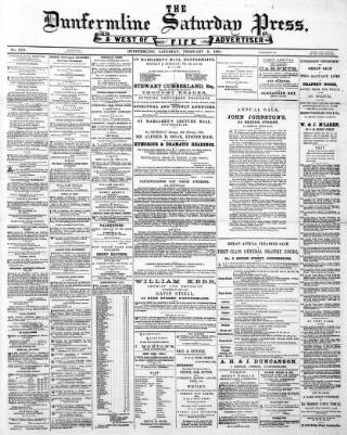 cover page of Dunfermline Saturday Press published on February 2, 1884