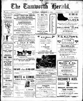 cover page of Tamworth Herald published on November 2, 1912