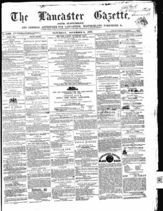 cover page of Lancaster Gazette published on November 2, 1861