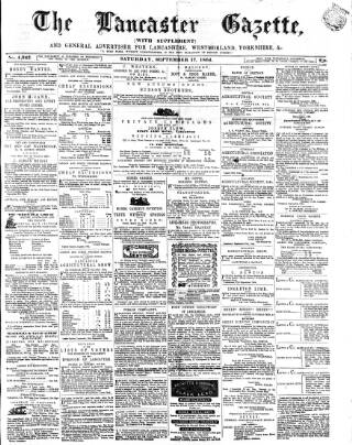 cover page of Lancaster Gazette published on September 17, 1864