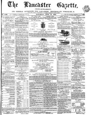 cover page of Lancaster Gazette published on June 18, 1870