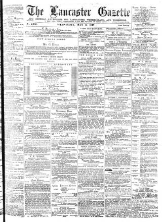 cover page of Lancaster Gazette published on May 2, 1877