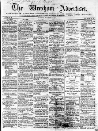 cover page of Wrexham Advertiser published on November 2, 1867