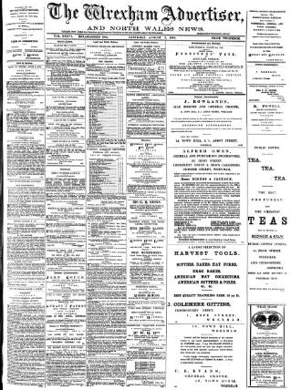 cover page of Wrexham Advertiser published on August 2, 1884