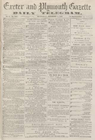 cover page of Exeter and Plymouth Gazette Daily Telegrams published on November 2, 1870