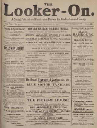 cover page of Cheltenham Looker-On published on November 2, 1918