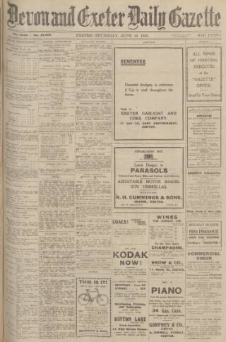 cover page of Exeter and Plymouth Gazette published on June 18, 1925
