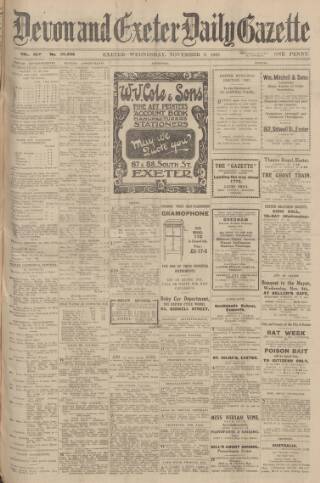 cover page of Exeter and Plymouth Gazette published on November 2, 1927