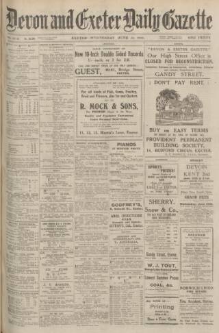 cover page of Exeter and Plymouth Gazette published on June 18, 1930