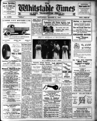 cover page of Whitstable Times and Herne Bay Herald published on August 2, 1947