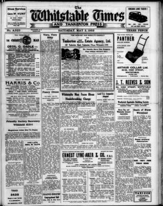 cover page of Whitstable Times and Herne Bay Herald published on May 2, 1953