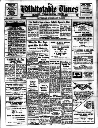 cover page of Whitstable Times and Herne Bay Herald published on February 2, 1957