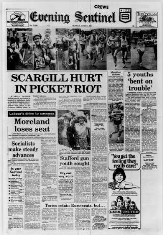 cover page of Staffordshire Sentinel published on June 18, 1984