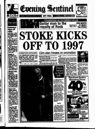 cover page of Staffordshire Sentinel published on August 2, 1991