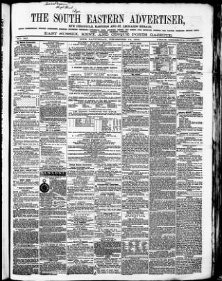 cover page of South Eastern Advertiser published on December 14, 1861