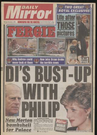 cover page of Daily Mirror published on November 2, 1992