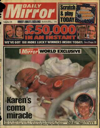 cover page of Daily Mirror published on May 4, 1995