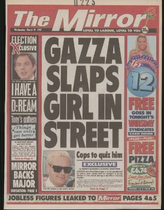 cover page of Daily Mirror published on March 19, 1997
