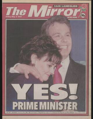 cover page of Daily Mirror published on May 2, 1997