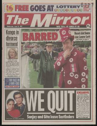 cover page of Daily Mirror published on June 18, 1997