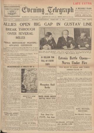 cover page of Dundee Evening Telegraph published on February 2, 1944