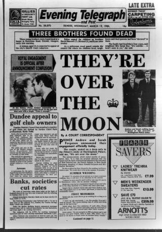 cover page of Dundee Evening Telegraph published on March 19, 1986
