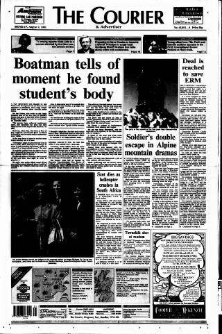 cover page of Dundee Courier published on August 2, 1993