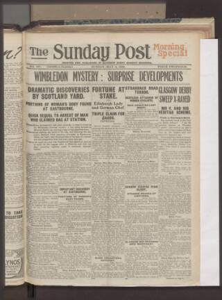 cover page of Sunday Post published on May 4, 1924