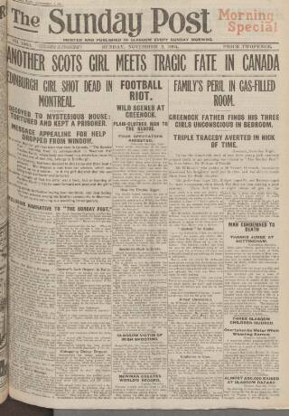 cover page of Sunday Post published on November 2, 1924