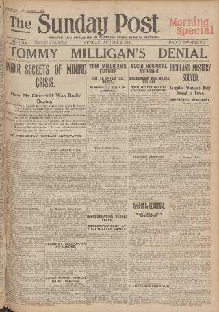 cover page of Sunday Post published on August 2, 1925