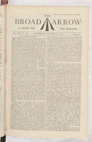 cover page of Broad Arrow published on November 2, 1872