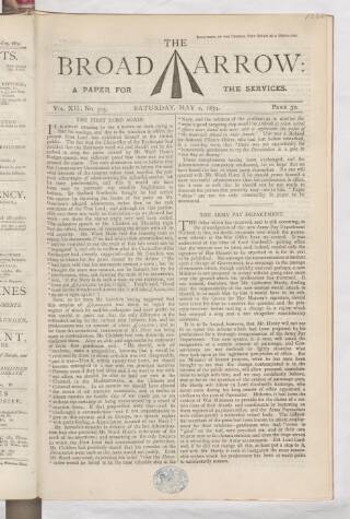 cover page of Broad Arrow published on May 2, 1874