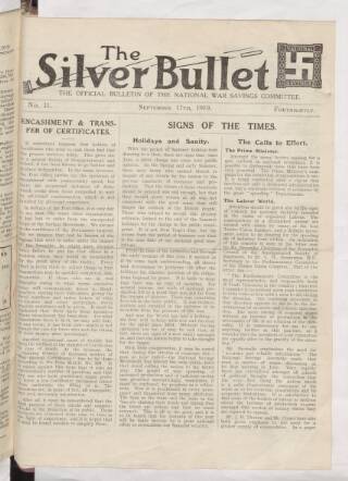 cover page of Silver Bullet published on September 17, 1919