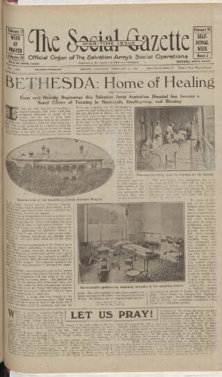 cover page of Social Gazette published on February 17, 1917