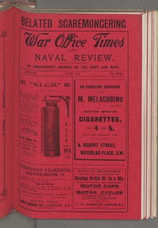 cover page of War Office Times and Naval Review published on June 1, 1911
